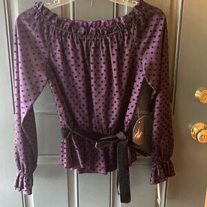 Dressy Purple Black Polko Dot Top